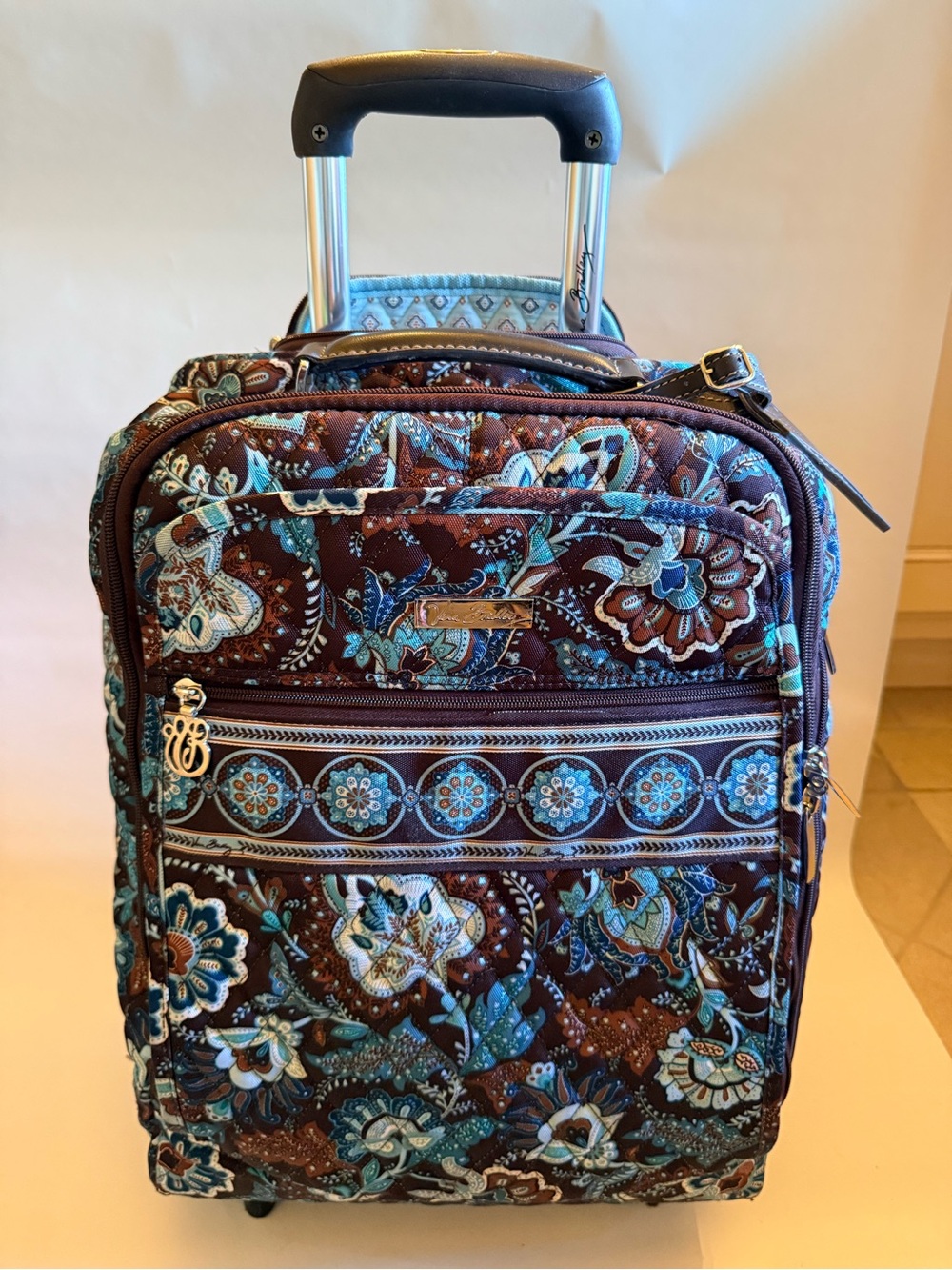 Vera Bradley Java Blue Rolling Carry On Suitcase Luggage Retired Y2K